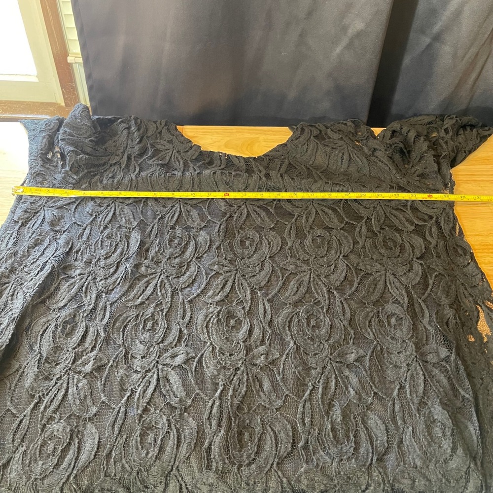 ING Black Floral Lace Bell Sleeve Tassel Fringe Shift Dress Plus Size 3X NDA354 - Picture 5 of 8